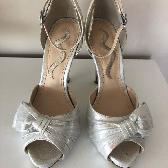 Silver Bow Ankle Strap Dress Shoe - Picture 3 of 6